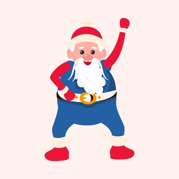 Cool Santa Clause in Red and Blue Dress Dancing