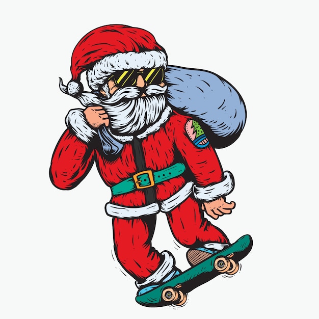 cool Santa with black glass has a grind with skateboard