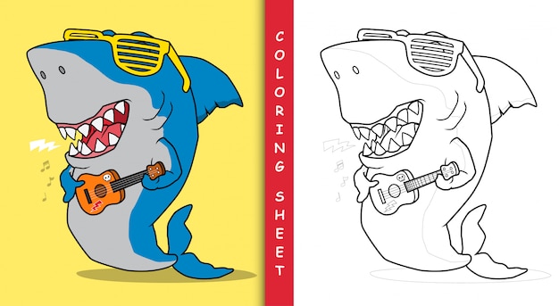 Cool shark playing guitar