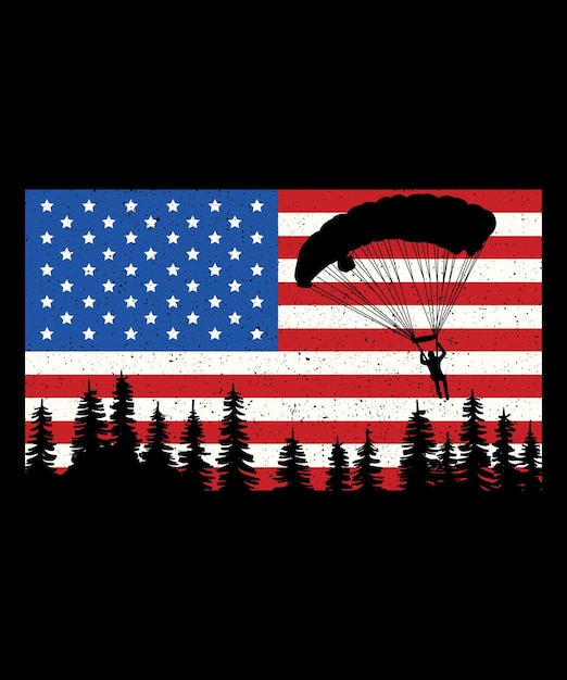 Cool Skydiving Men Women Skydiver American Flag Skydive T-Shirt