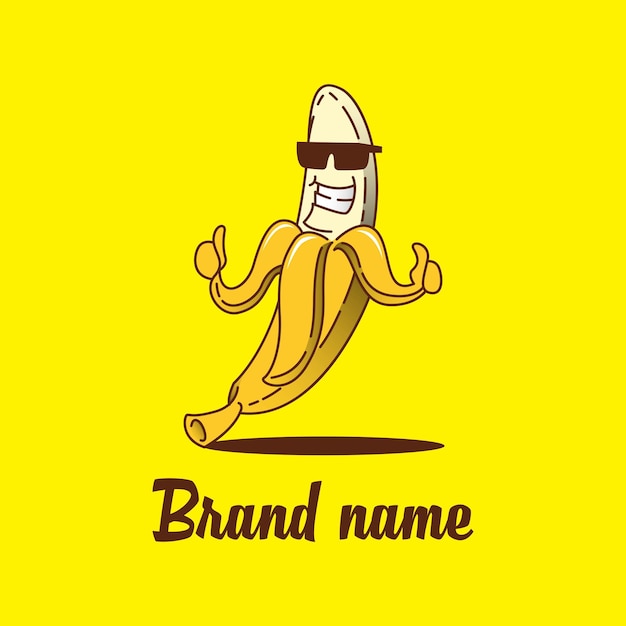 Cool smiling thumb up banana cartoon mascot