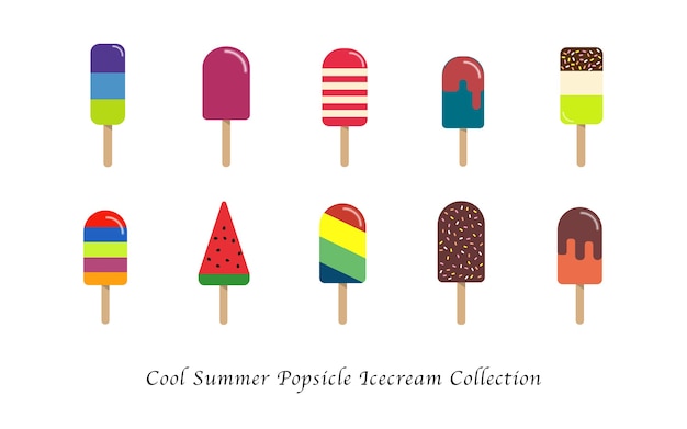 Cool summer popsicle ice cream sweet colorful dessert collection