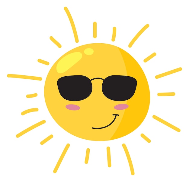 Cool sun in sunglasses Cute hot weather icon