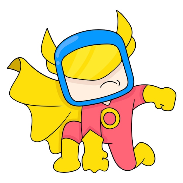 Cool superhero defend justice, vector illustration art. doodle icon image kawaii.