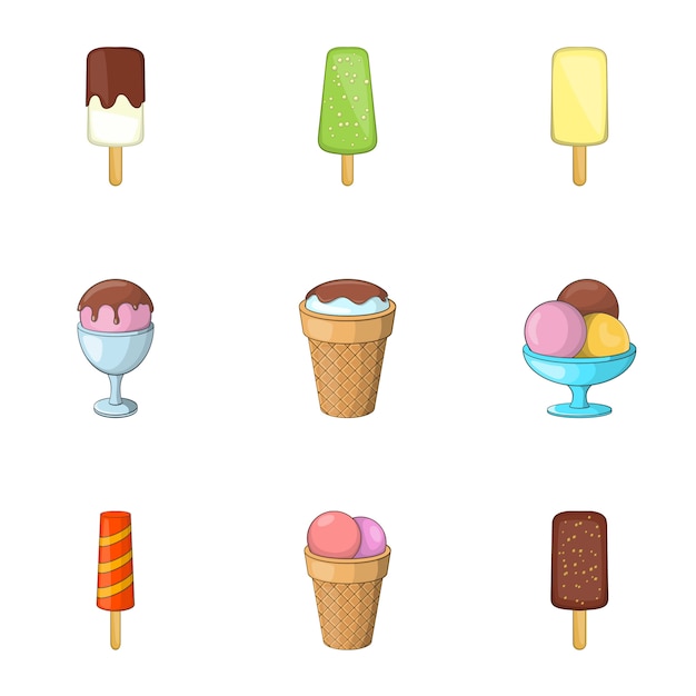 Cool treat set, cartoon style