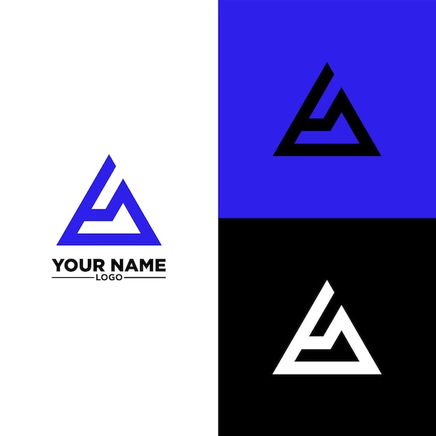 cool triangle logo design, blue in color