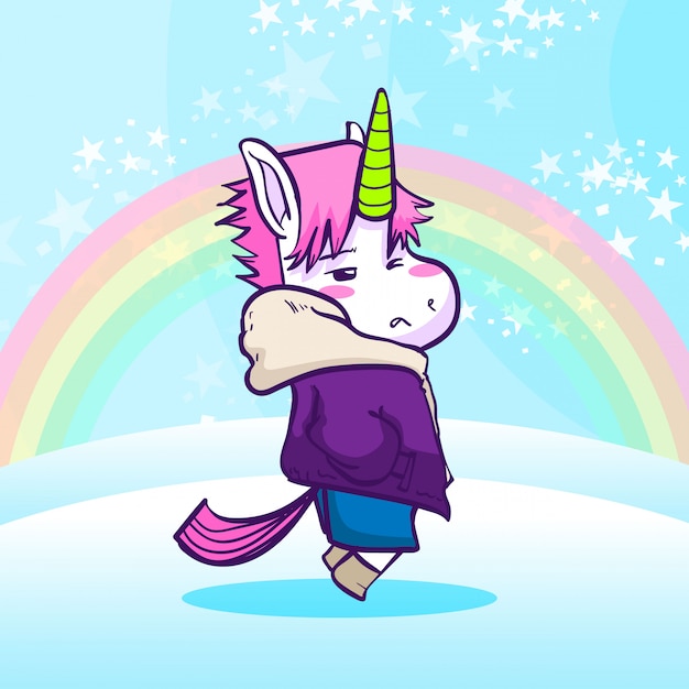 Cool unicorn with jacket