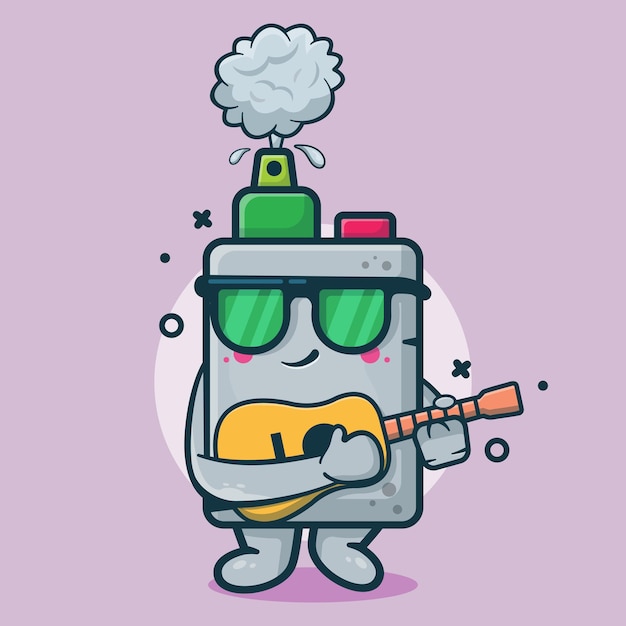 cool vape electronic cigarette character mascot playing guitar isolated cartoon in flat style design