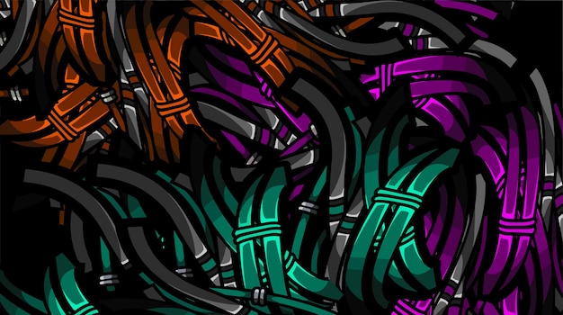 cool wire cyborg with purple cyan orange colour