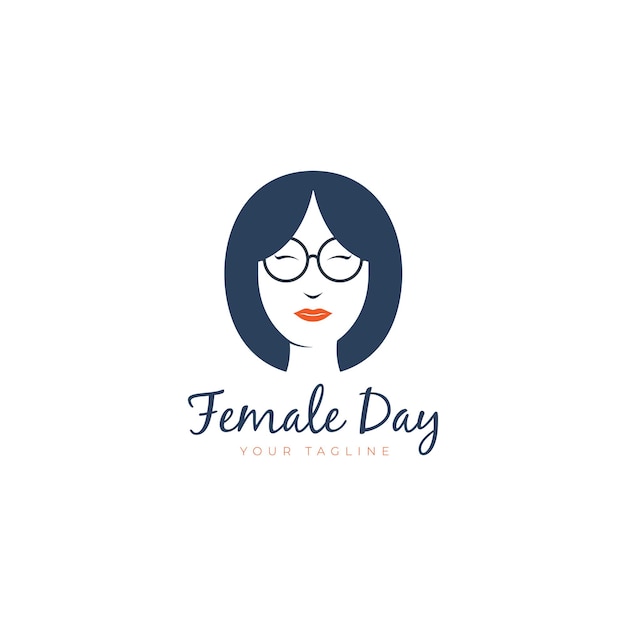 Cool woman head logo design vector