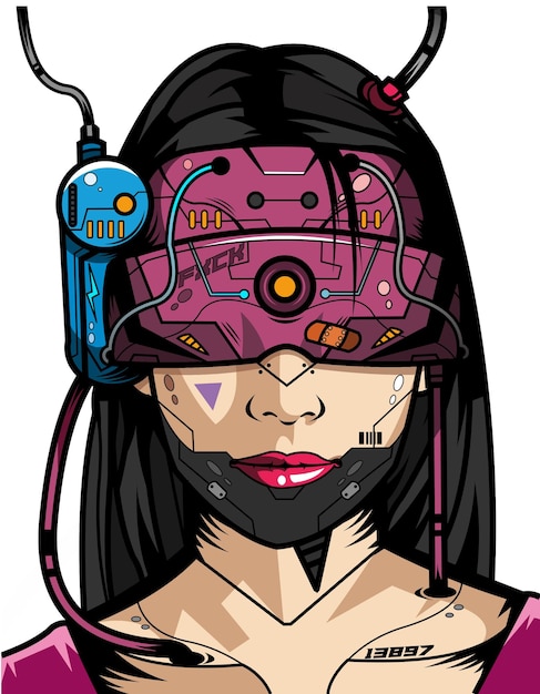 A cool women cyber punk style