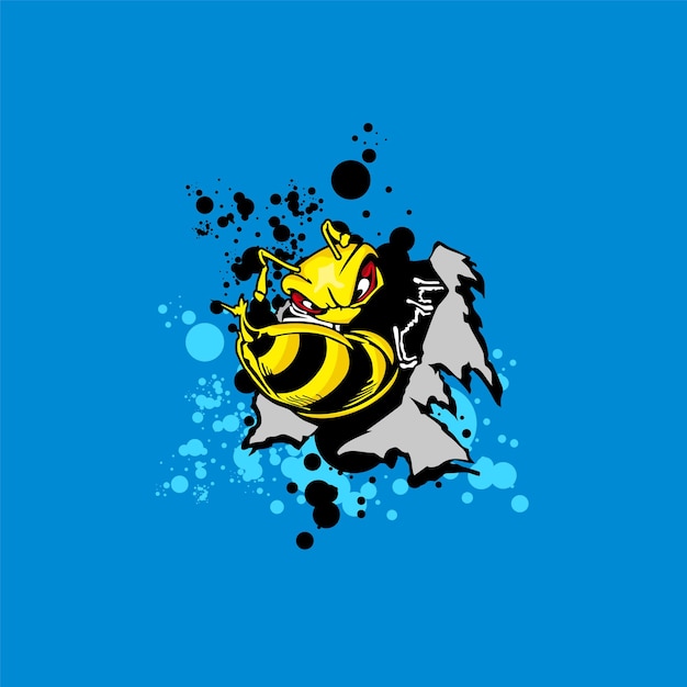 cool yellow bee vector illustration combination can be reedited