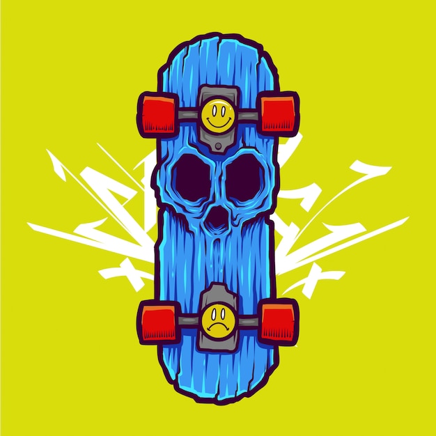 cool zombie skull illustration and tshirt design