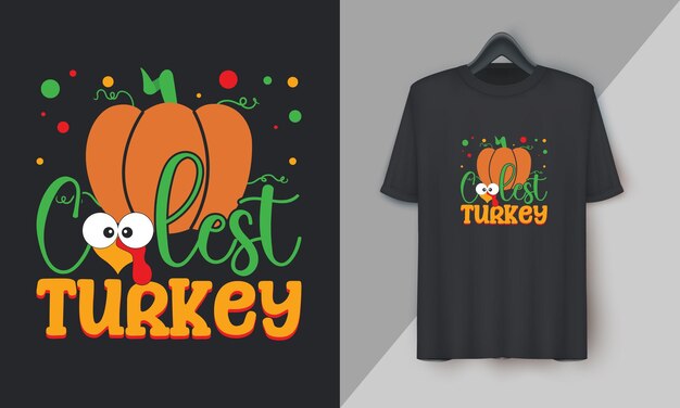 Vector coolest turkey fall thanksgiving day special tshirt design vector festival holidays orange