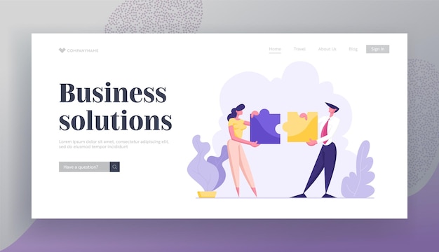 Cooperation Partnership Concept Landing Page Set