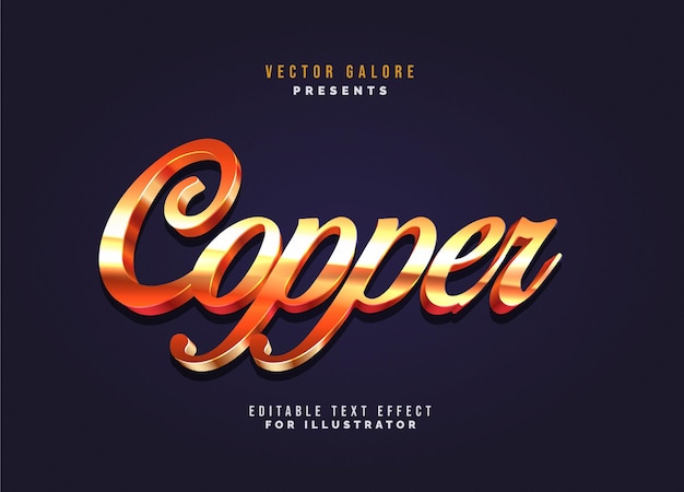 Copper Metallic Editable Text Effect for Illustrator