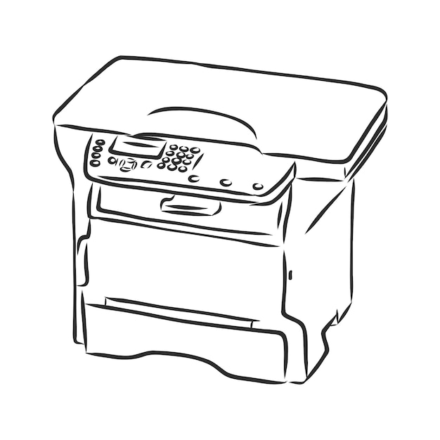 Copy Machine.Vector sketch style printer hand drawing