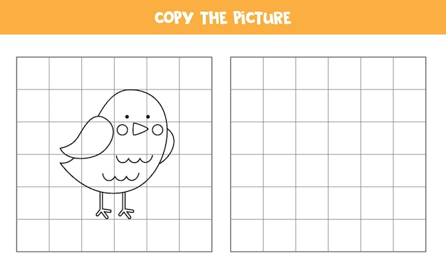 Copy the picture of black and white bird Logical game for kids