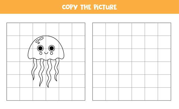 Copy the picture of black and white jelly fish Logical game for kids