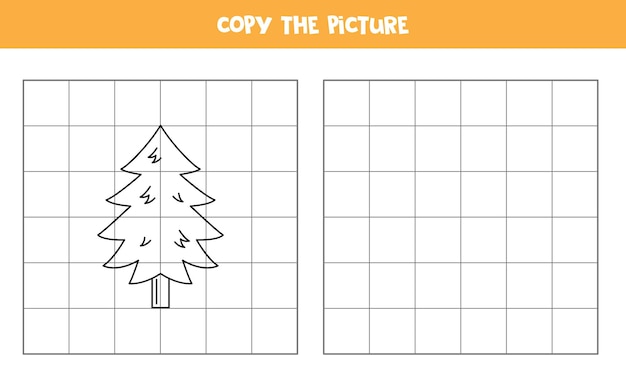 Copy the picture of black and white pine tree Logical game for kids