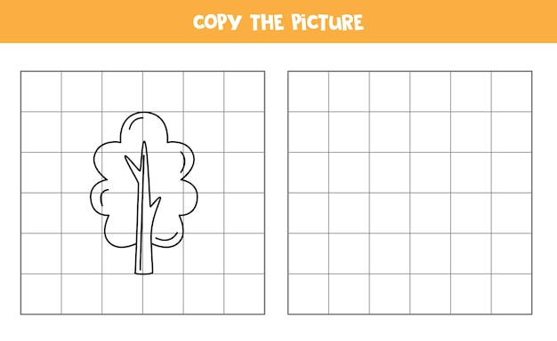 Copy the picture of black and white tree Logical game for kids