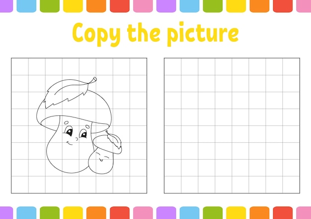 Copy the picture Coloring book pages for kids Education developing worksheet Game for children Handwriting practice Funny character Vector illustration