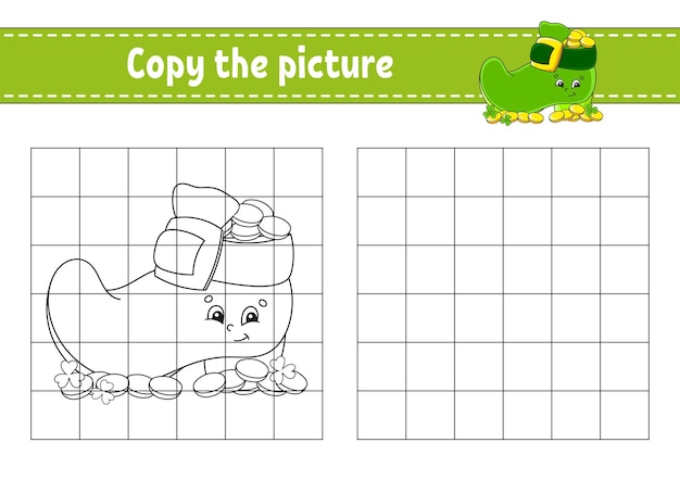 Copy the picture. Coloring book pages for kids. Education developing worksheet. St. Patrick's day.