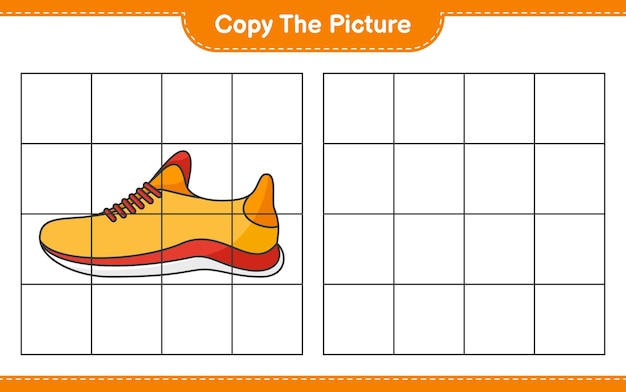 Copy the picture copy the picture of Running Shoes using grid lines Educational children game