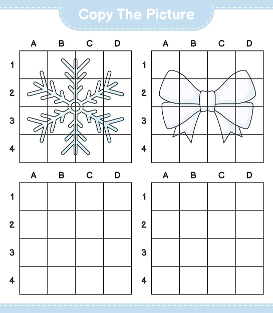 Copy the picture copy the picture of Snowflake and Ribbon using grid lines