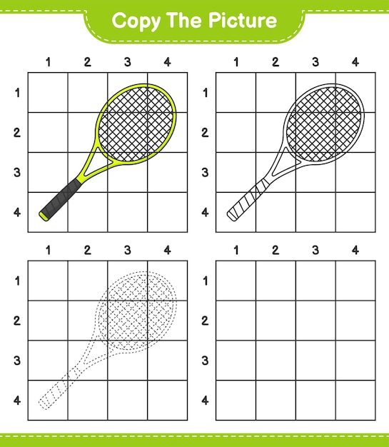 Copy the picture copy the picture of Tennis Racket using grid lines Educational children game