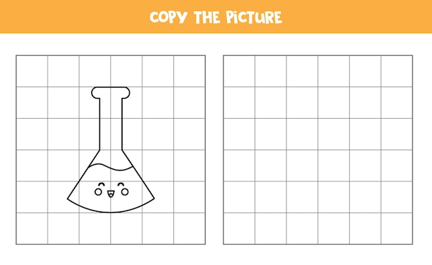 Copy the picture of cute test tube. Logical game for kids.