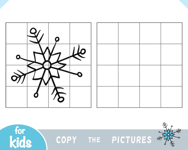 Copy the picture game for children Snowflake