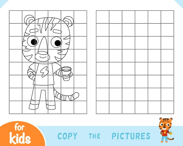 Copy the picture game for children Tiger