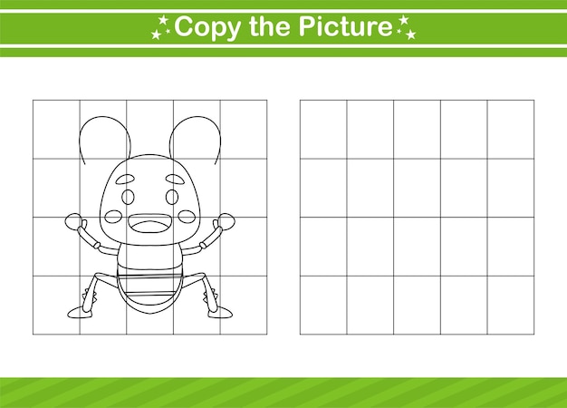 Copy the picture of insect Educational game for kindergarten and preschool worksheet game for kids