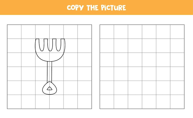 Copy the picture of rake. Logical game for kids.