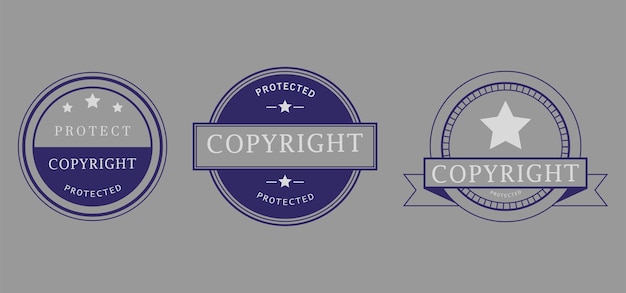 Vector copyright protection badge vector set for legal and intellectual property design