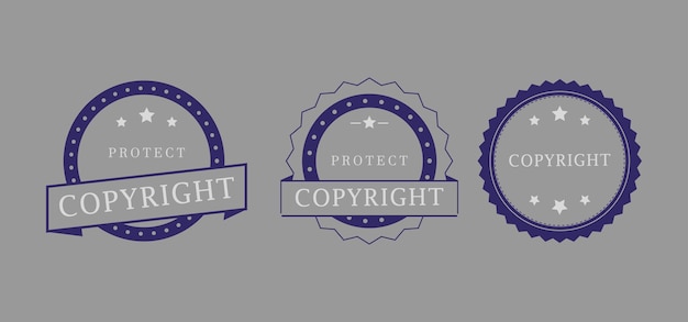 Vector copyright protection badge vector set for legal and intellectual property design