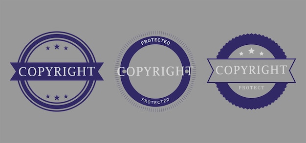 Vector copyright protection badge vector set for legal and intellectual property design