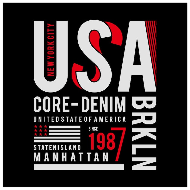 Core denim usa typography for t shirt and apparel