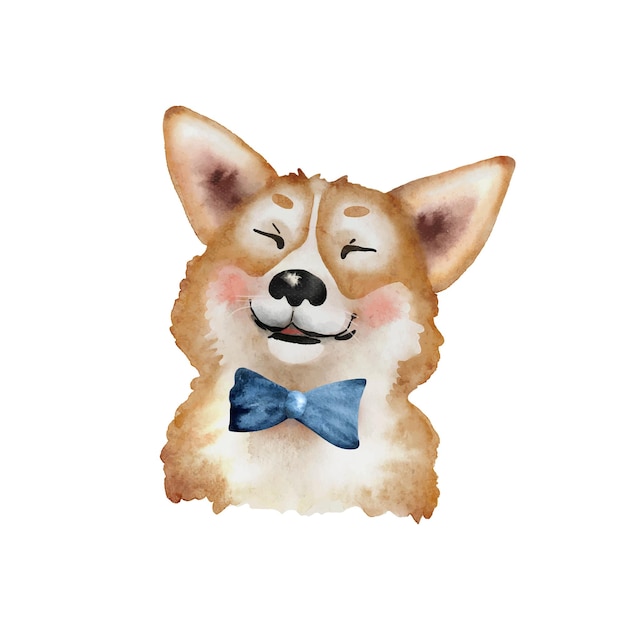 corgi dog cheerful puppy illustration watercolor