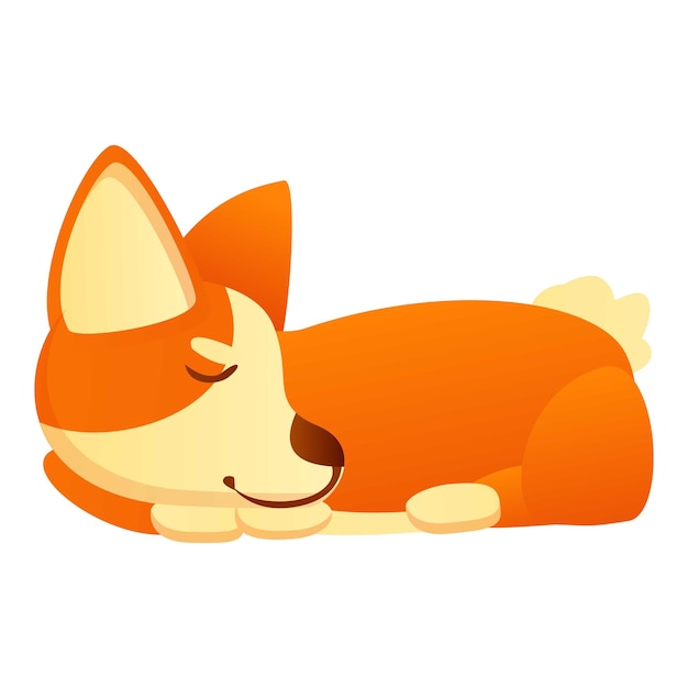 Corgi dog sleeping icon Cartoon of corgi dog sleeping vector icon for web design isolated on white background