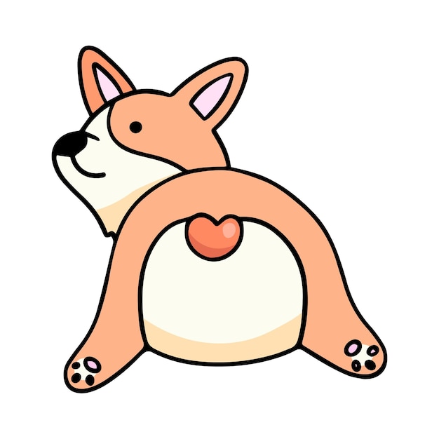 Corgi puppy vector design element in doodle style handdrawn isolated on a white background