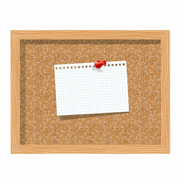 Cork board with pinned paper notepad sheets realistic A noteboard made of cork