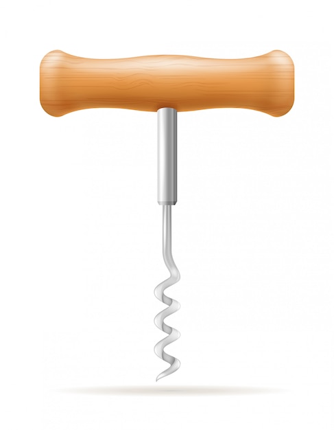 Corkscrew for opening a cork in a wine bottle vector illustration