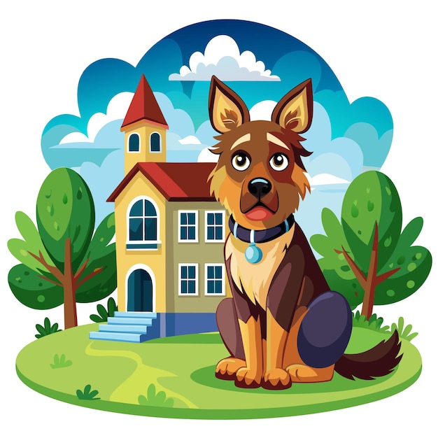 Corman Shepherd dog distressed cries school vector