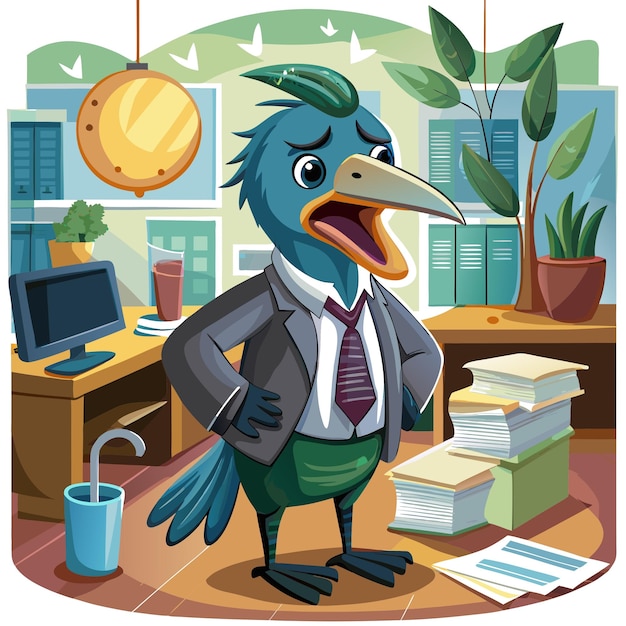 Cormorant bird happy cries office vector