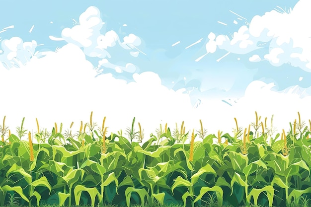 Corn grows in field Harvest agricultural plant Food product Farmer farm illustration