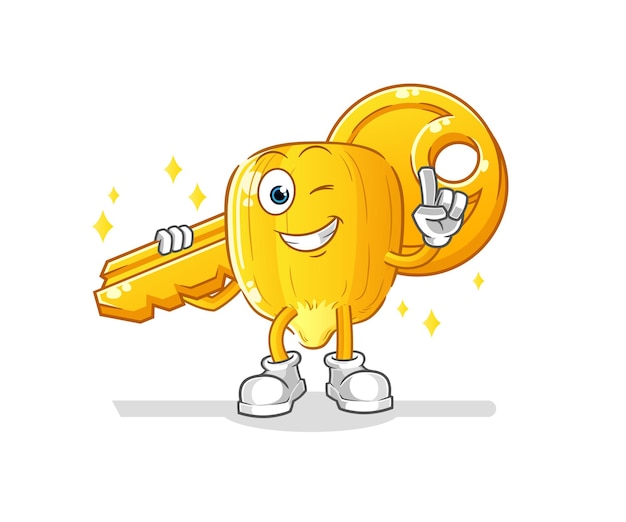 Corn kernel carry the key mascot. cartoon vector