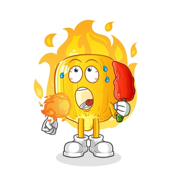 Corn kernel eat hot chilie mascot. cartoon vector