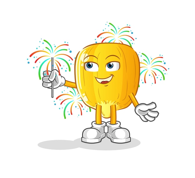 Corn kernel with fireworks mascot cartoon vector